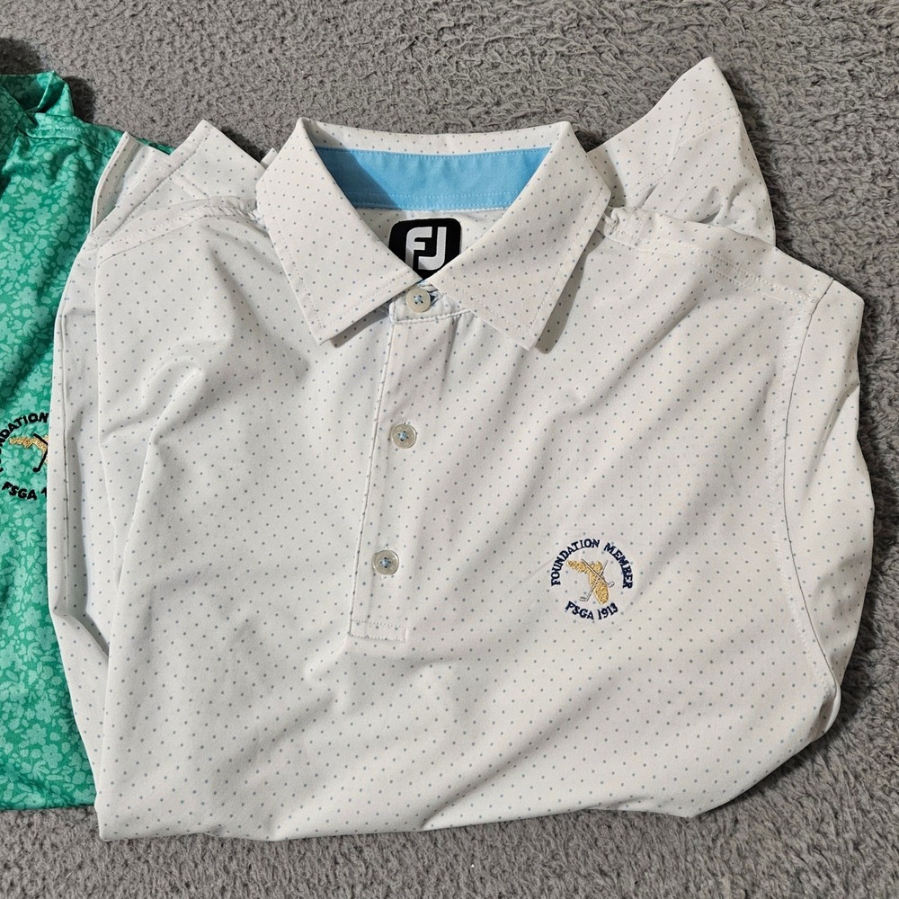Lot of (2) Footjoy Shirts Mens Small Golf Polo Green FSGA Foundation Stretch - Picture 4 of 7